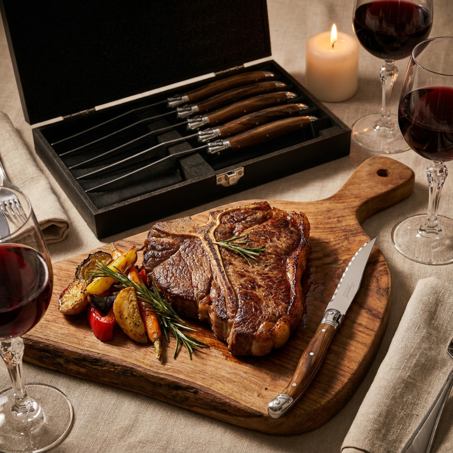 Homeful Wood Effect ABS Handle Laguiole Steak Knives