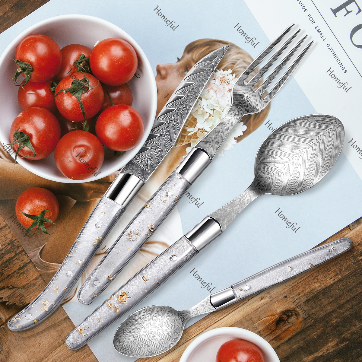 Homeful 4 Pieces Laguiole Cutlery Set With Acrylic Handle