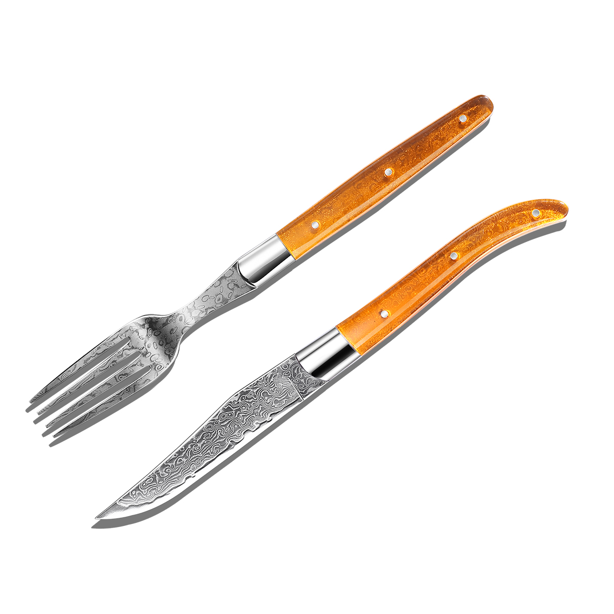 Homeful 4 pieces Acrylic Handle Damascus Cutlery Set