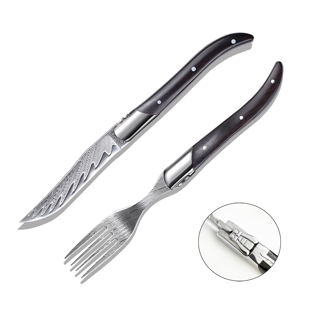 Homeful 4 Pieces Damacus Laguiole Flatware Set