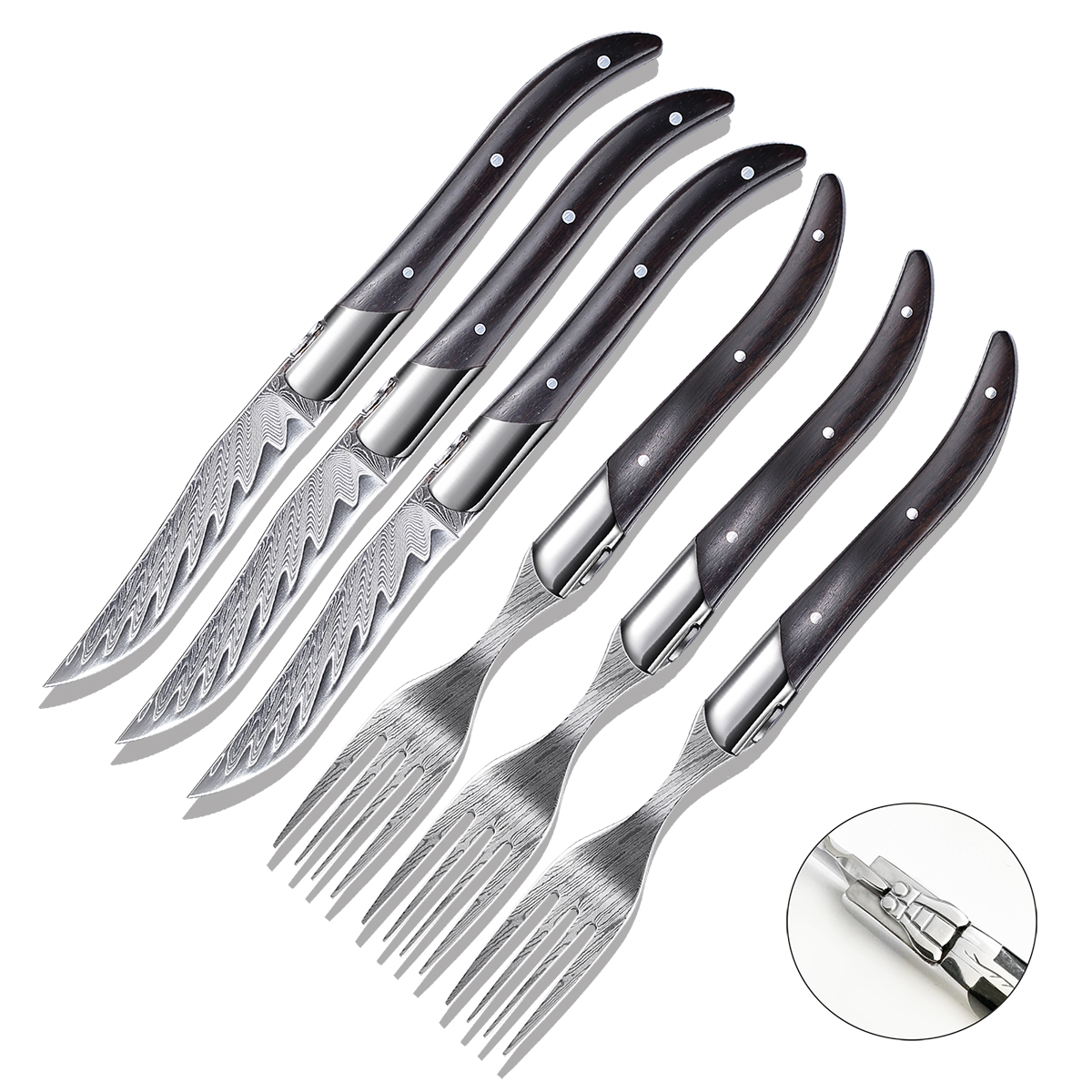 Homeful 4 Pieces Damacus Laguiole Flatware Set