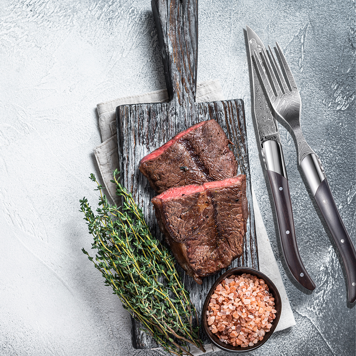 Homeful 6 pieces Damacus Steak Knife and Table Fork