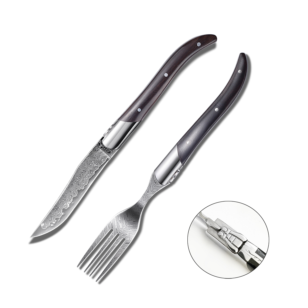 Homeful 6 pieces Damacus Steak Knife and Table Fork