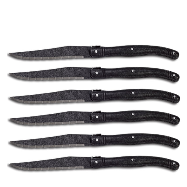 Homeful Black Stonewash 6 pcs Laguiole Steak Knife 