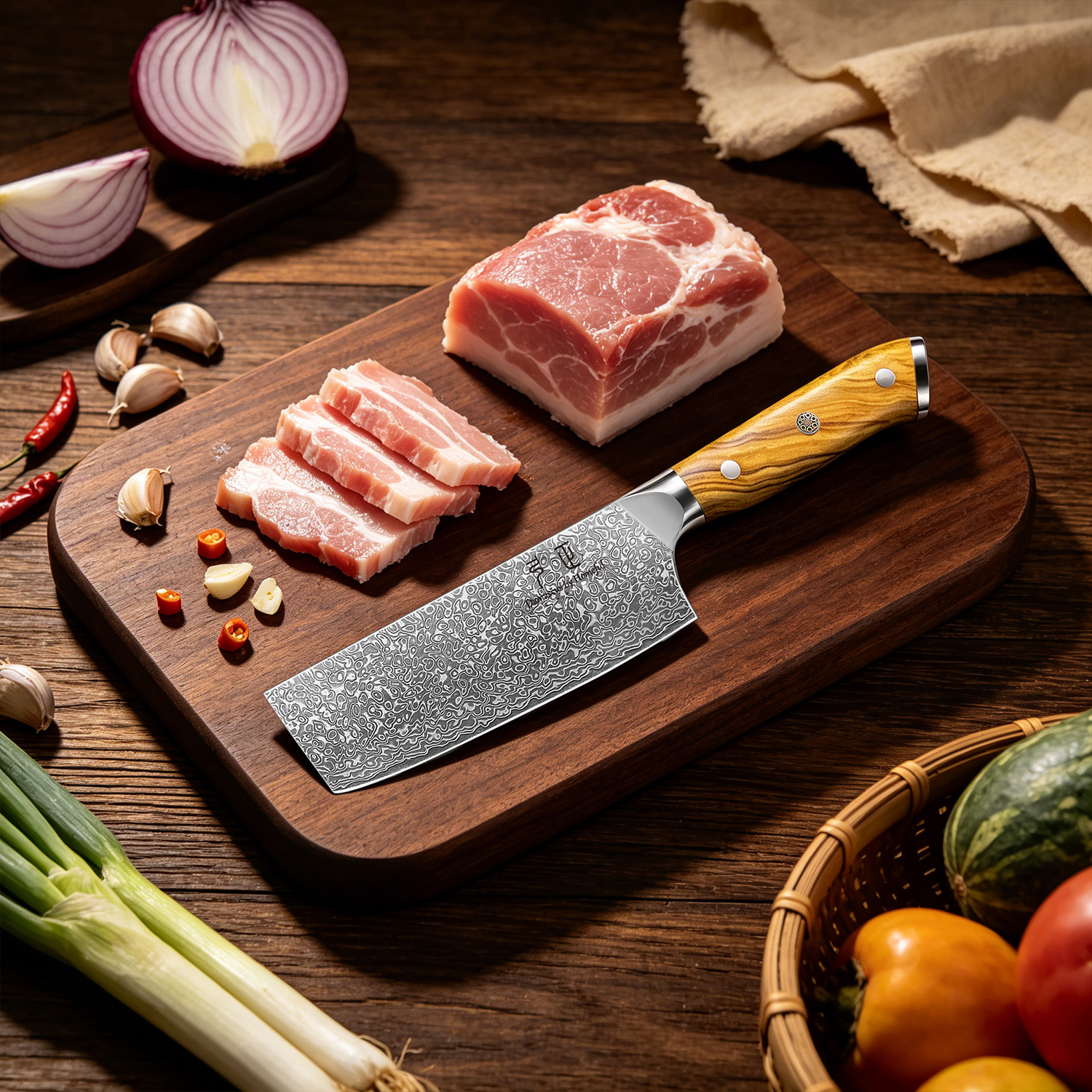 Homeful 7 Pieces Damascus Knife Damascus Kitchen Knives Set