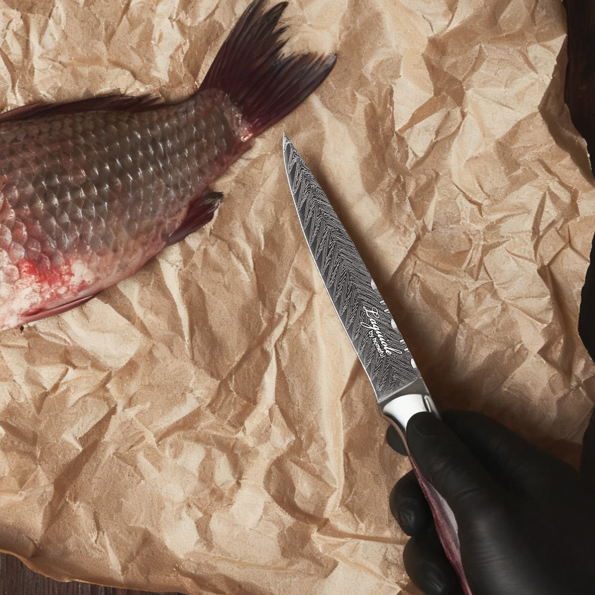 2pcs Laguiole Style Black Titanium Kitchen Knife Set