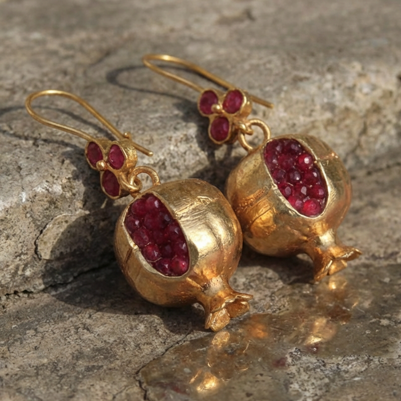 Vintage Pomegranate Design Earrings