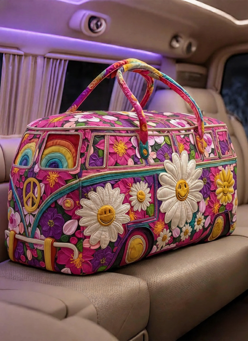 Retro Hippie Journey Quilted Duffle Bag GFTOTP10823