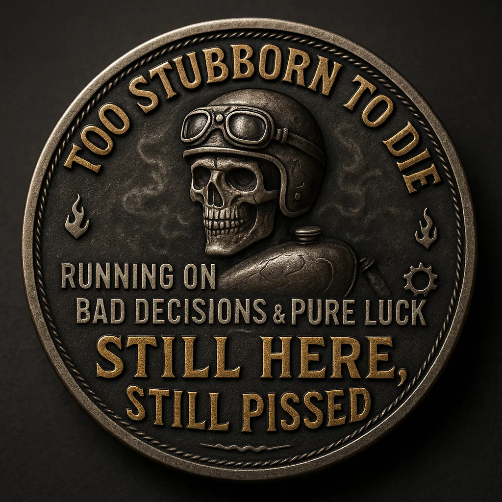 🏆Flash Sale 60% OFF - 🏍️ “Too Stubborn to Die” Biker Commemorative Coin – Ride or Die Edition 💀