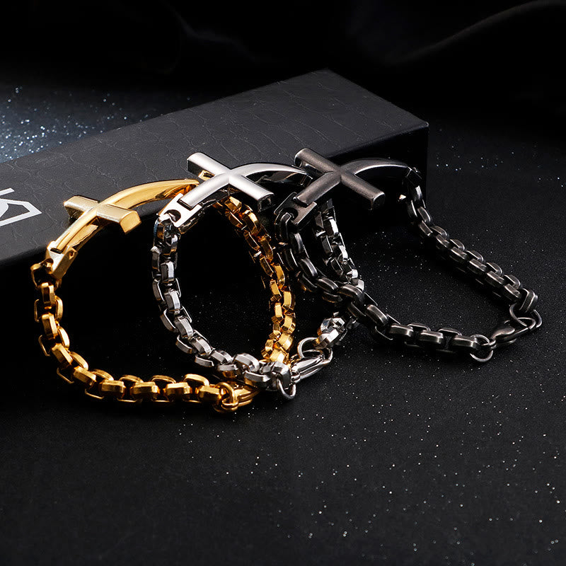 FREE Today: Multicolor Minimalist Cross Bracelet with Sleek Lines and Faithful Soul