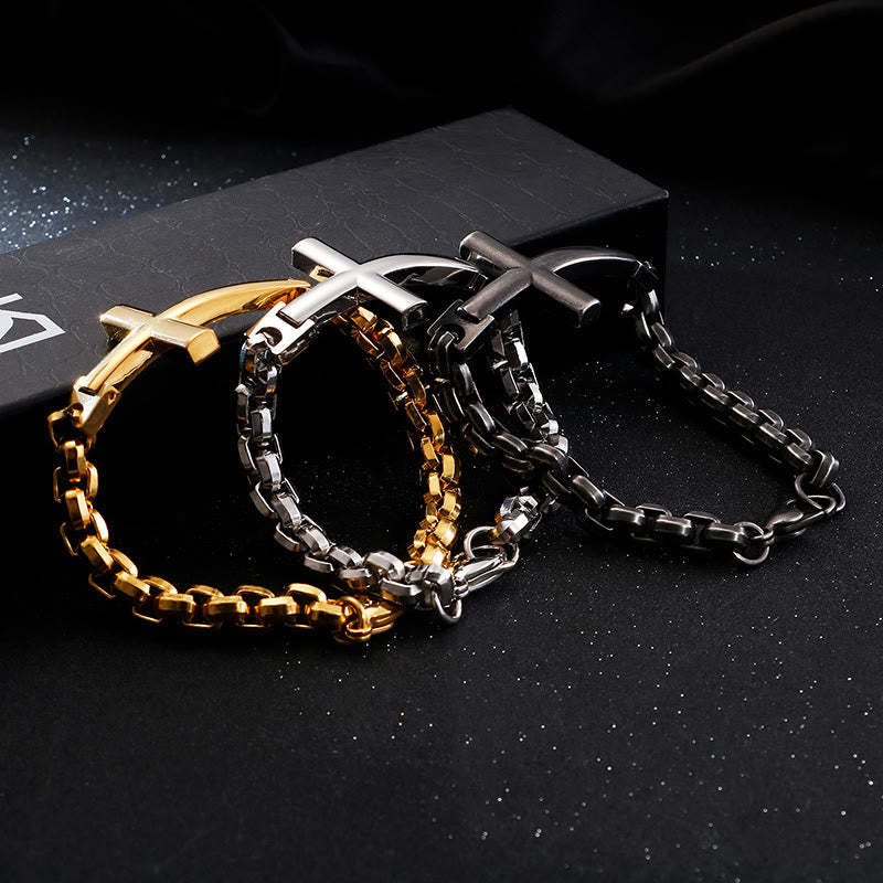 FREE Today: Multicolor Minimalist Cross Bracelet with Sleek Lines and Faithful Soul