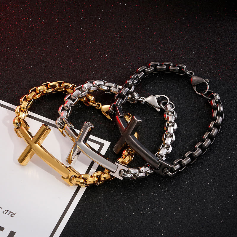 FREE Today: Multicolor Minimalist Cross Bracelet with Sleek Lines and Faithful Soul