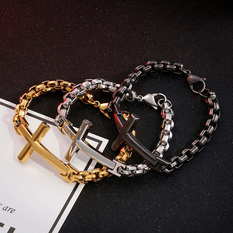 FREE Today: Multicolor Minimalist Cross Bracelet with Sleek Lines and Faithful Soul