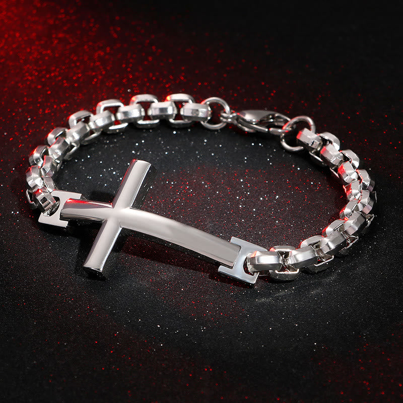 FREE Today: Multicolor Minimalist Cross Bracelet with Sleek Lines and Faithful Soul
