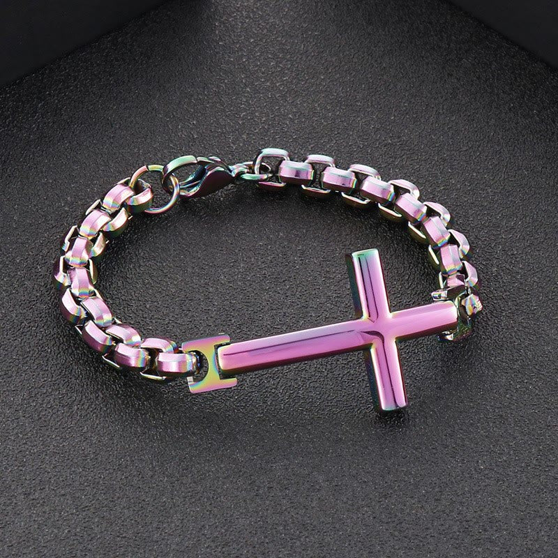 FREE Today: Multicolor Minimalist Cross Bracelet with Sleek Lines and Faithful Soul