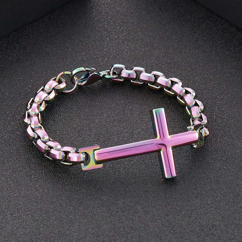 FREE Today: Multicolor Minimalist Cross Bracelet with Sleek Lines and Faithful Soul