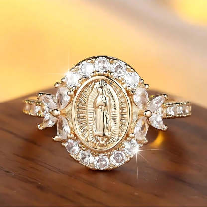 FREE Today: Elegant Virgin Mary Emblem Ring: Sacred Detail for Daily Devotion