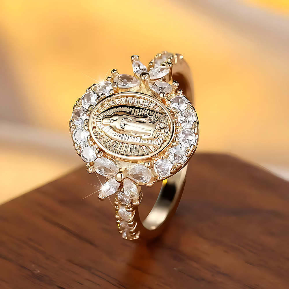 FREE Today: Elegant Virgin Mary Emblem Ring: Sacred Detail for Daily Devotion