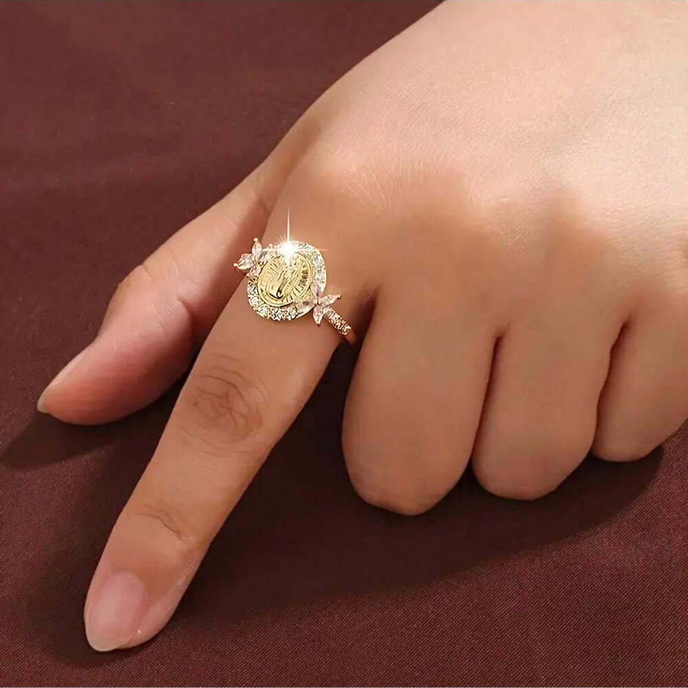 FREE Today: Elegant Virgin Mary Emblem Ring: Sacred Detail for Daily Devotion