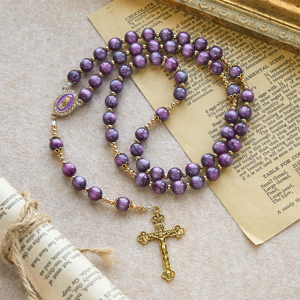FREE Today: Canvas-Style Shimmery Purple Rosary with Our Lady: Gilded Faith Devotion