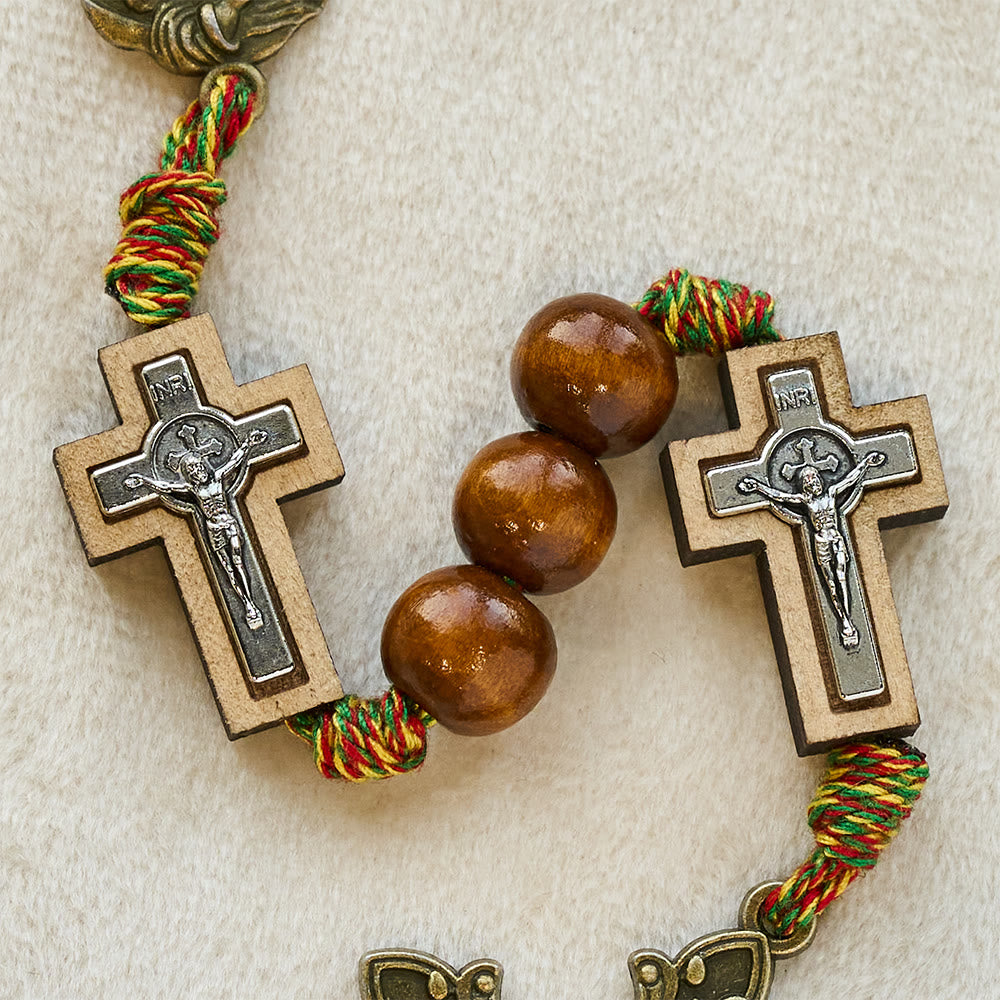 FREE Today: 2026 New Year Wooden Rosary: Colorful Cotton Cord Faith Design