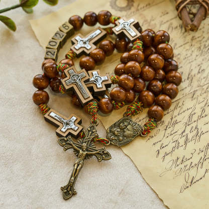 FREE Today: 2026 New Year Wooden Rosary: Colorful Cotton Cord Faith Design