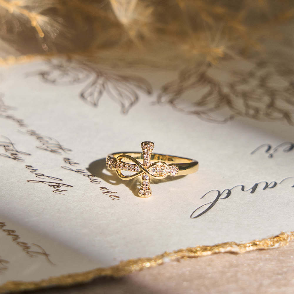  Golden/Silver Mobius Cross Ring Carry His Grace in Daily Wear