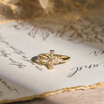 Golden/Silver Mobius Cross Ring Carry His Grace in Daily Wear