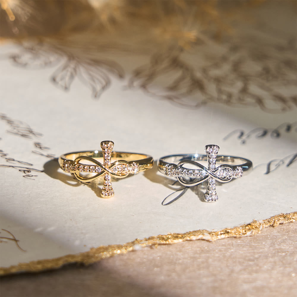  Golden/Silver Mobius Cross Ring Carry His Grace in Daily Wear