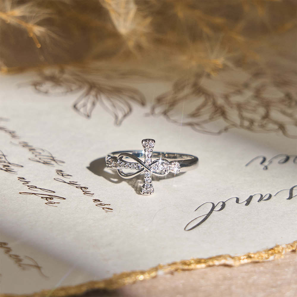  Golden/Silver Mobius Cross Ring Carry His Grace in Daily Wear