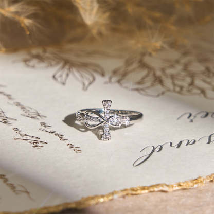  Golden/Silver Mobius Cross Ring Carry His Grace in Daily Wear