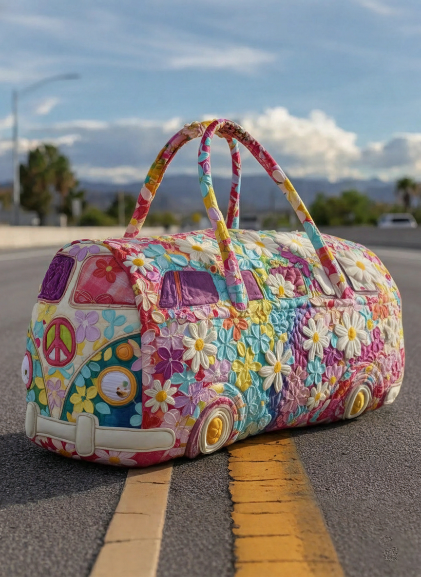 Retro Hippie Journey Quilted Duffle Bag GFTOTP10823