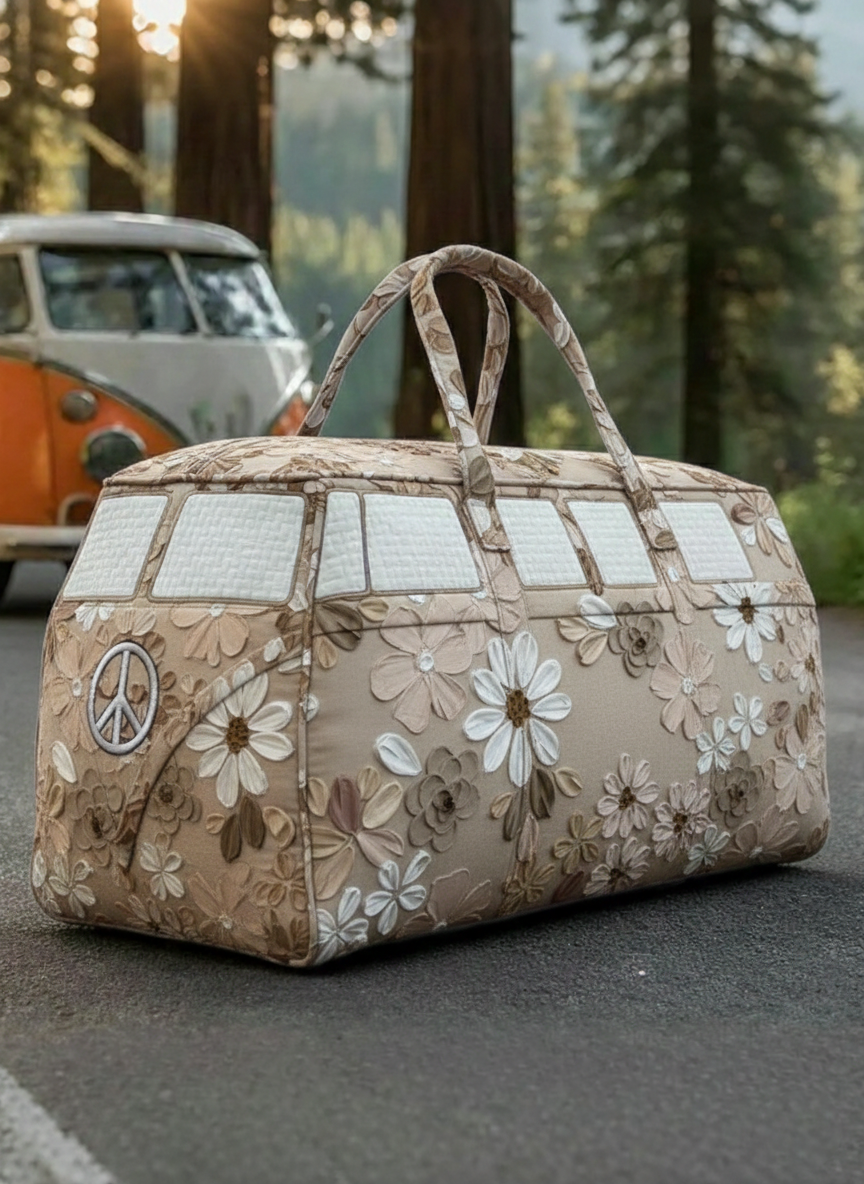 Retro Hippie Journey Quilted Duffle Bag GFTOTP10823