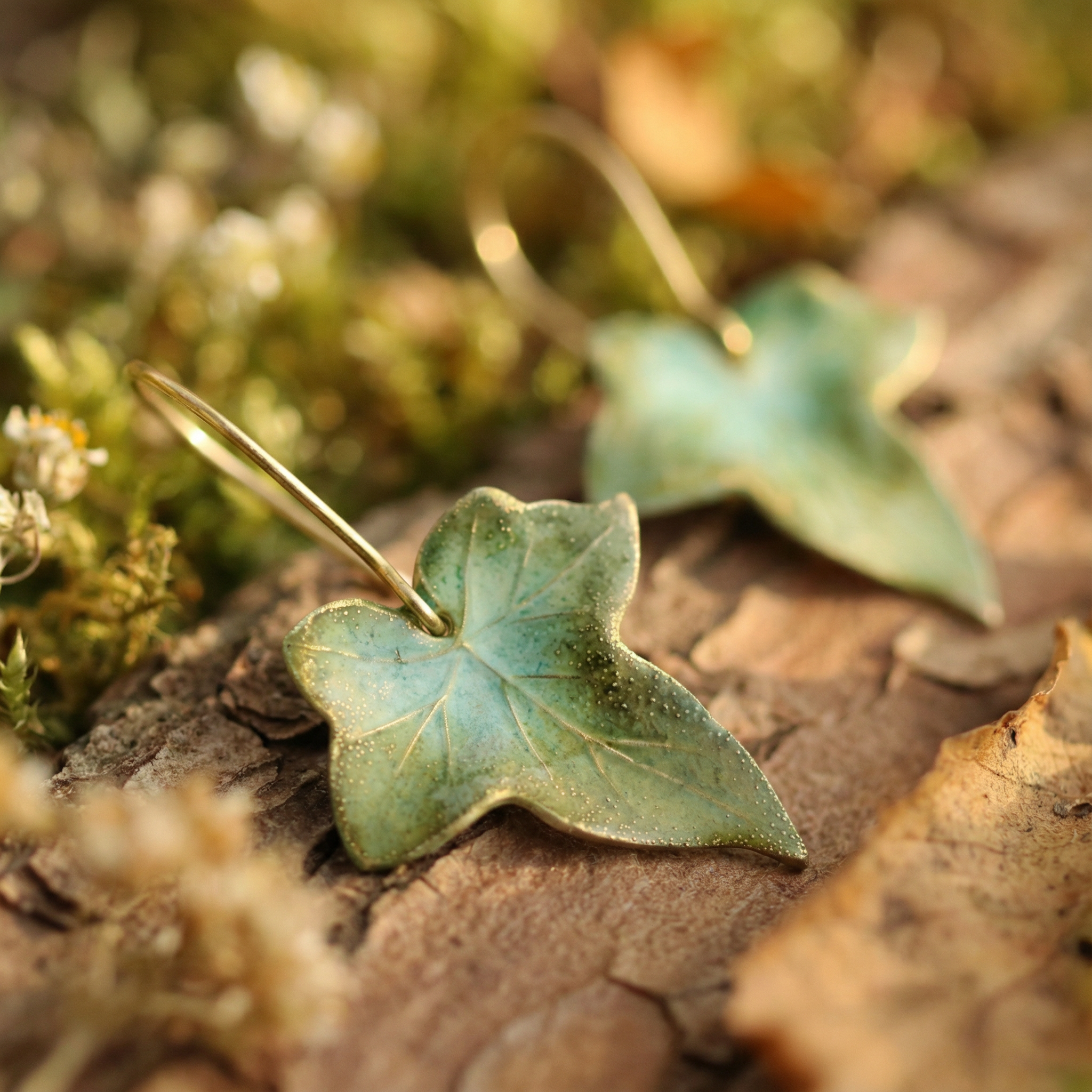 Vintage Green Leaf Earrings