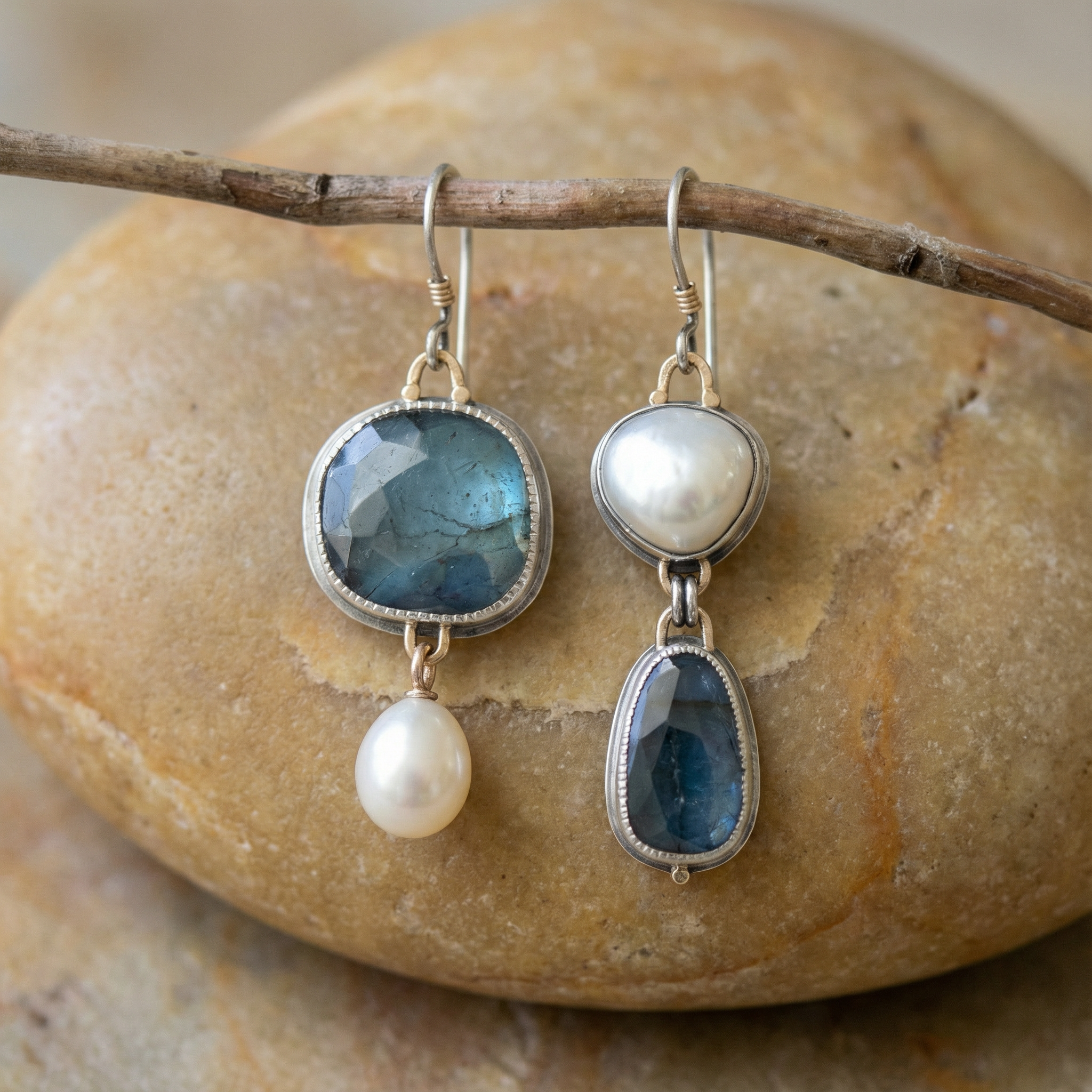 Vintage Blue Natural Stone Earrings