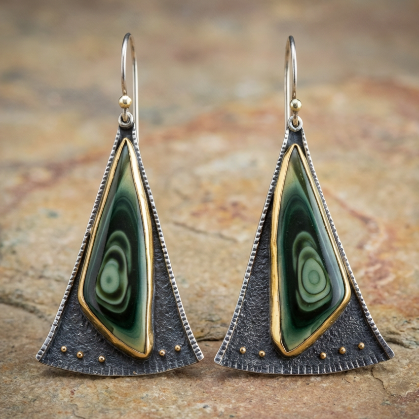 Vintage Dark Green Earrings