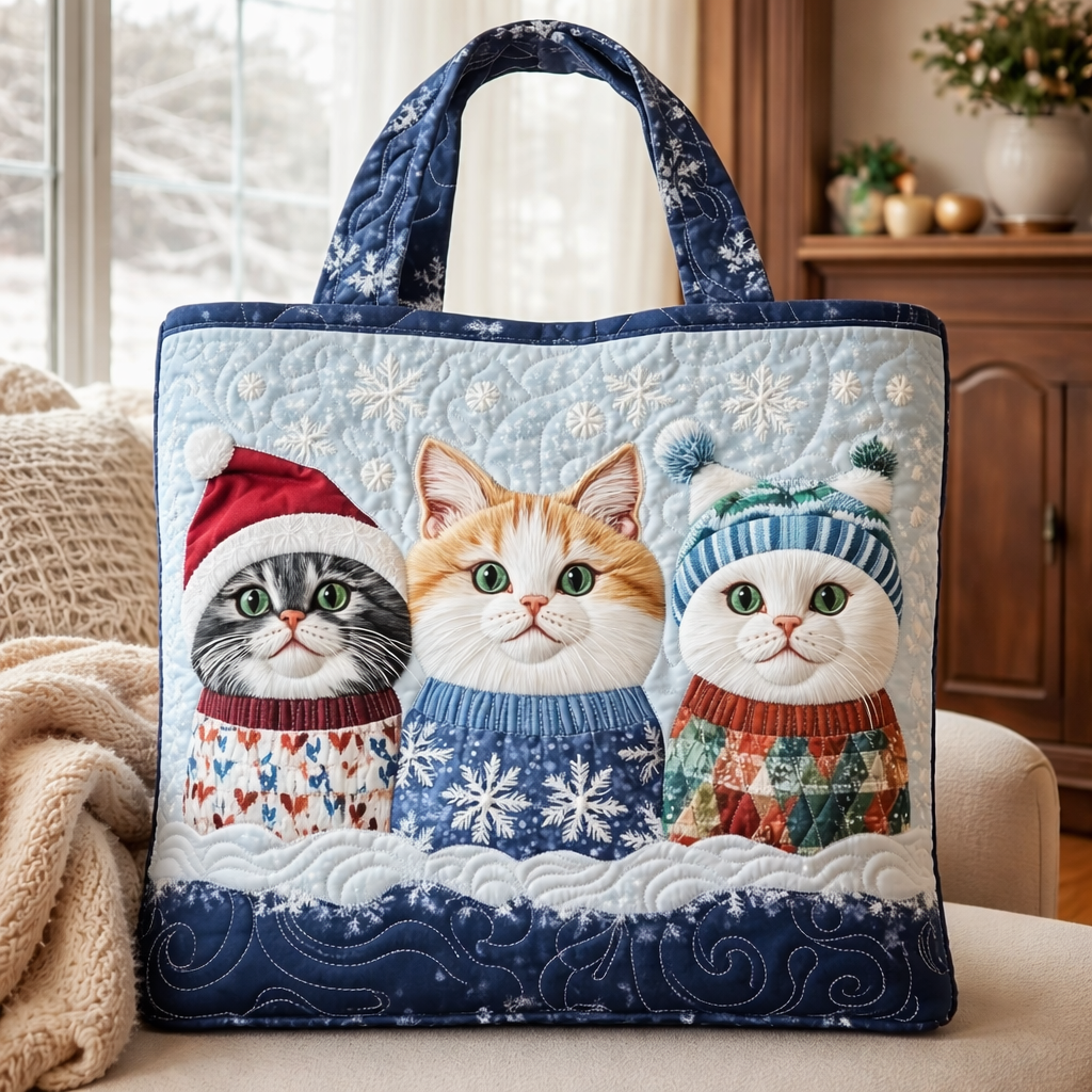 Holiday Meow Quilted Tote Bag GFTOTP12851