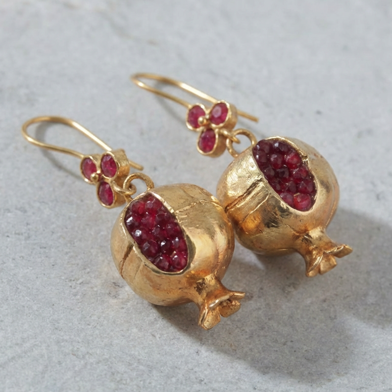Vintage Pomegranate Design Earrings