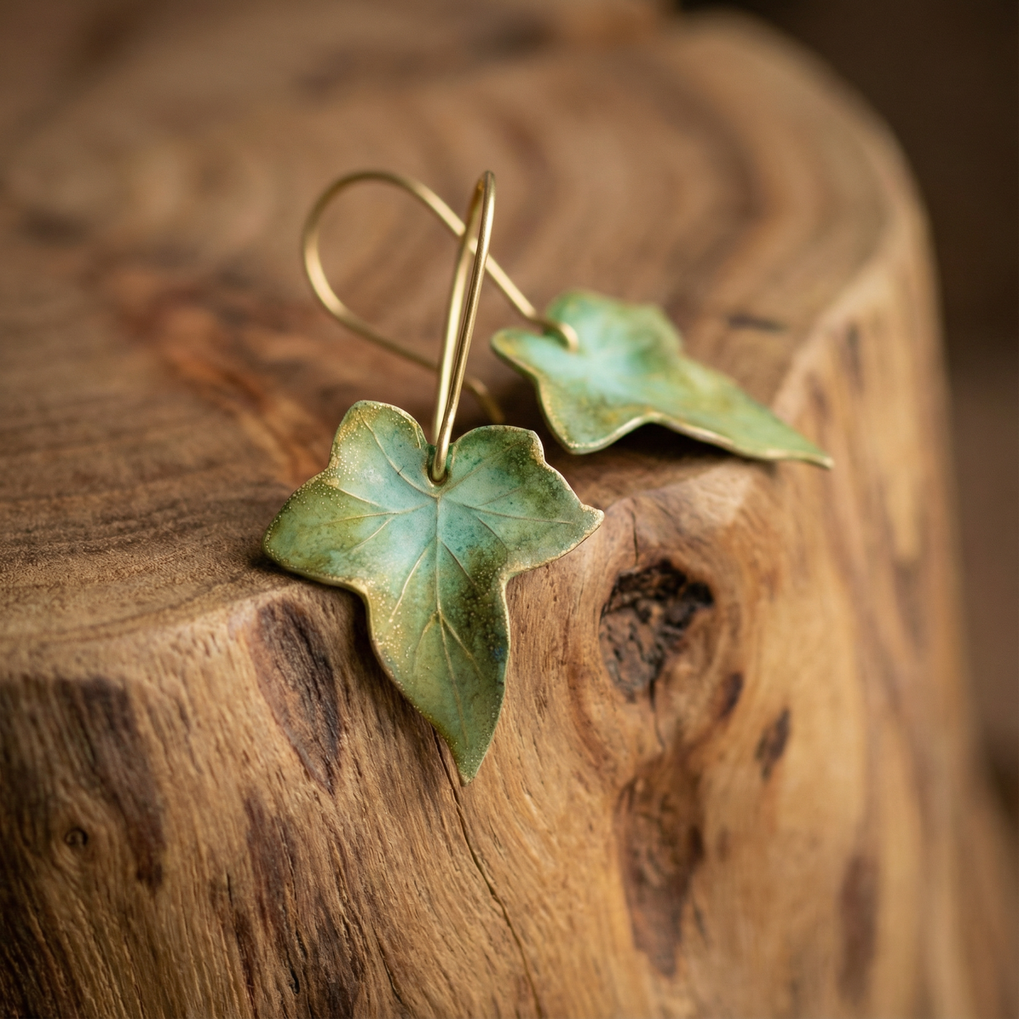 Vintage Green Leaf Earrings