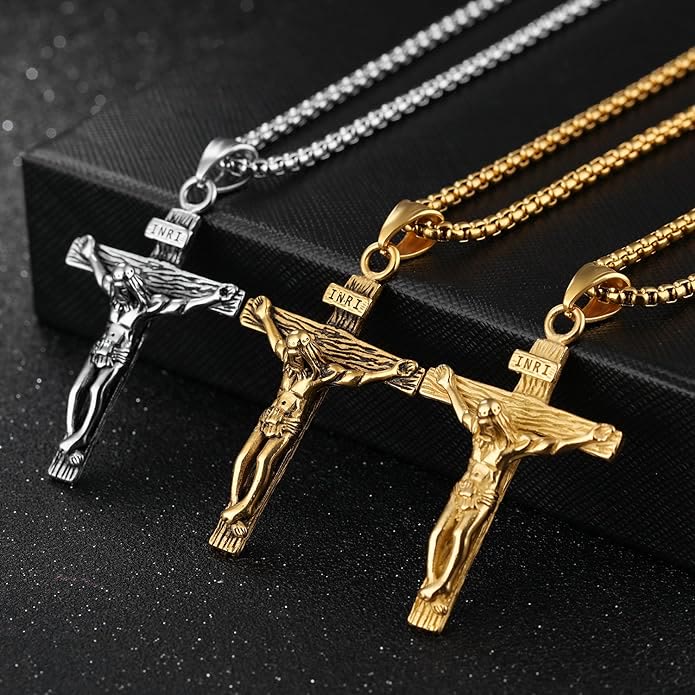 Free Today: Christian Crucifix Pendant Multi-element Leather Necklace