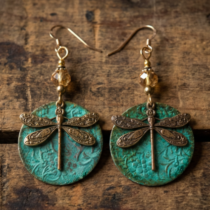 Vintage Dragonfly Golden Earrings