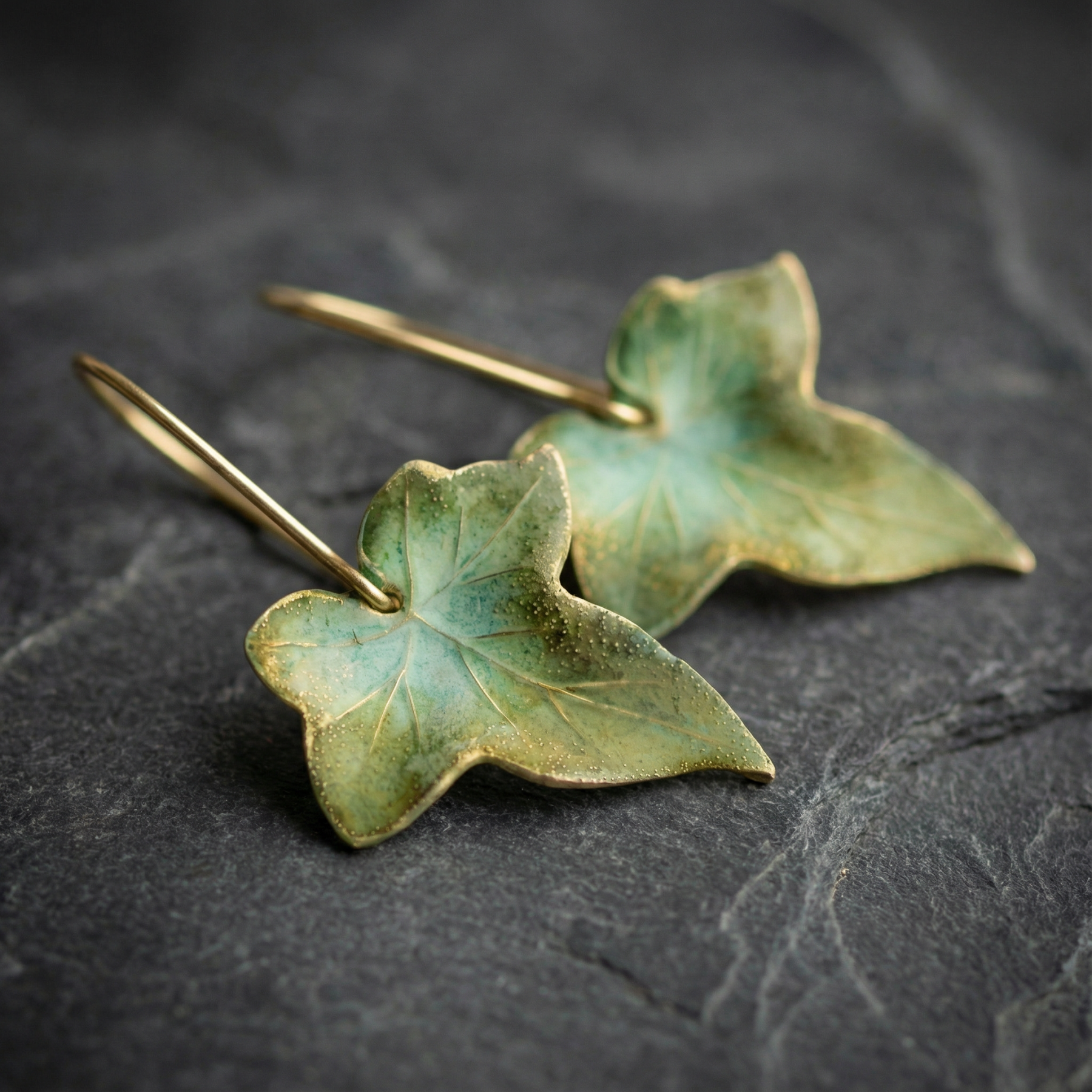 Vintage Green Leaf Earrings