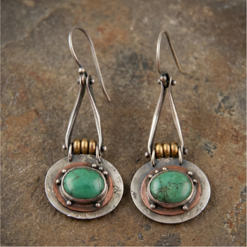 Turquoise Two Tone Earrings