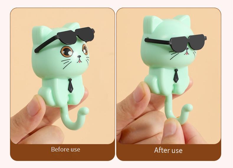 No-drilling, strong adhesive cat-shaped hooks