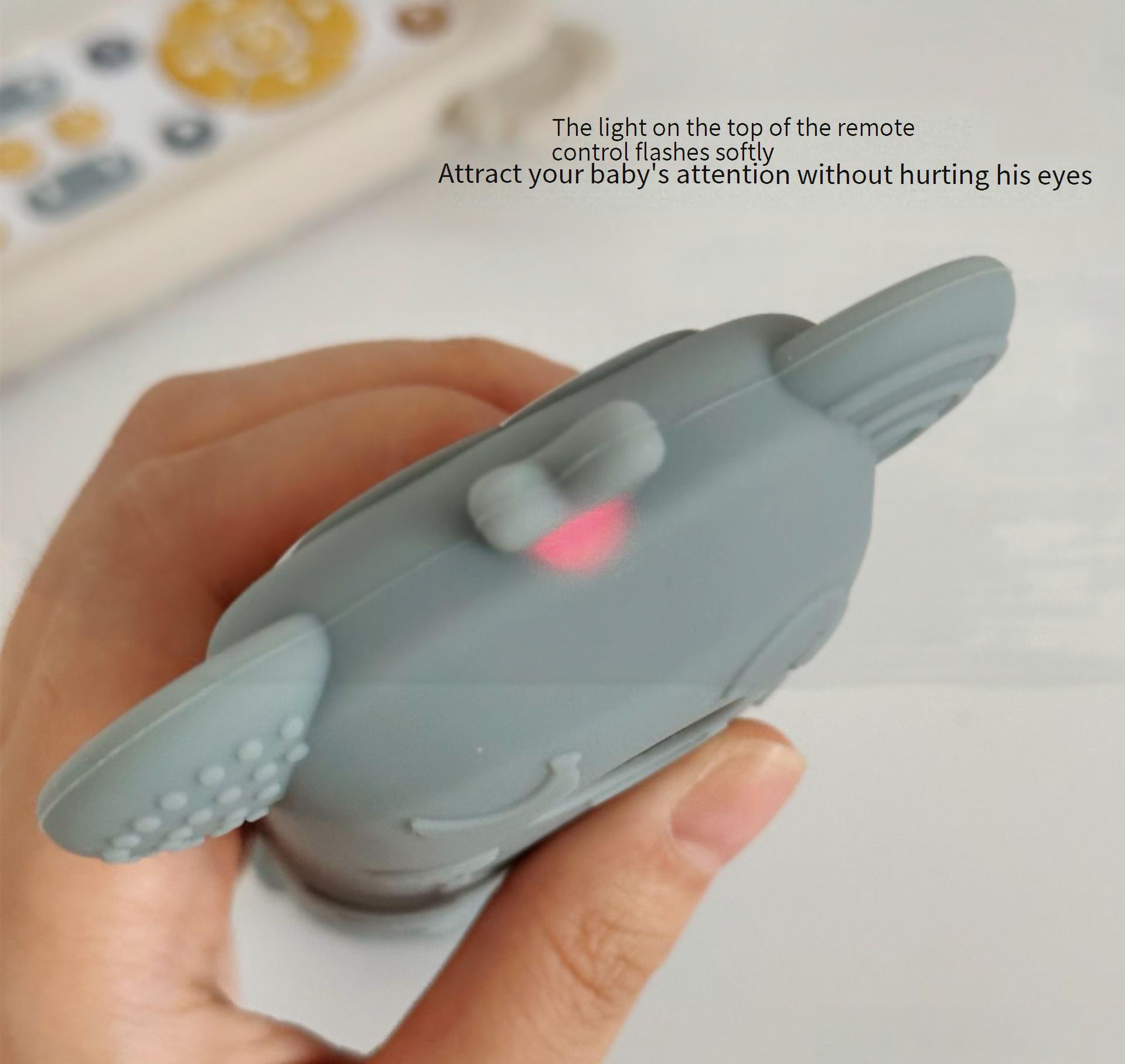 A simulated TV remote control that supports early childhood education in English, French, and Spanish