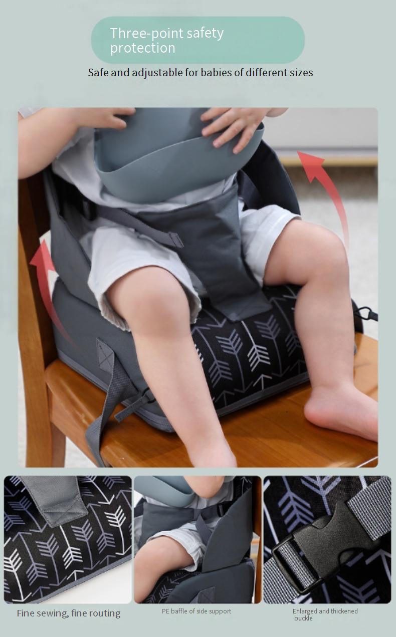 Portable folding child seat booster cushion, baby high chair booster seat cushion