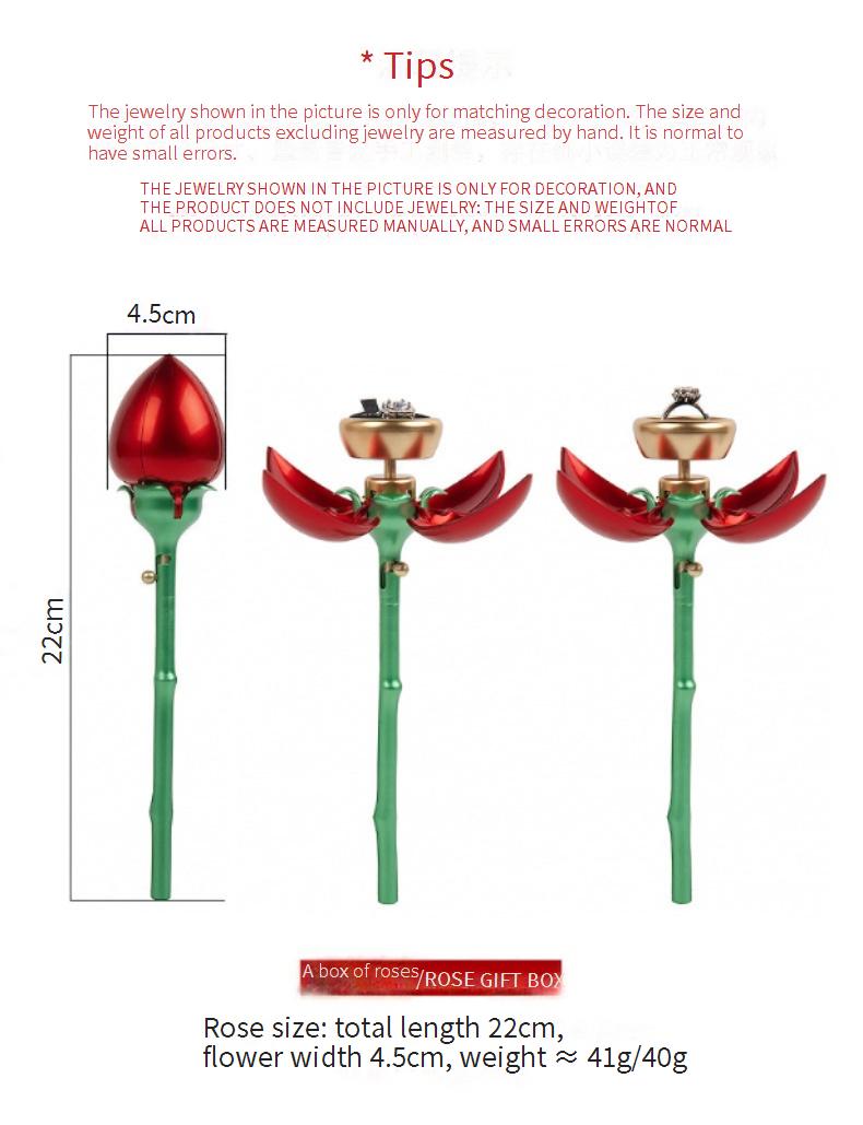 Rose gift box automatic jewelry box, Valentine's Day gift, ring and pendant jewelry box