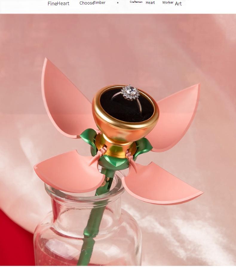 Rose gift box automatic jewelry box, Valentine's Day gift, ring and pendant jewelry box