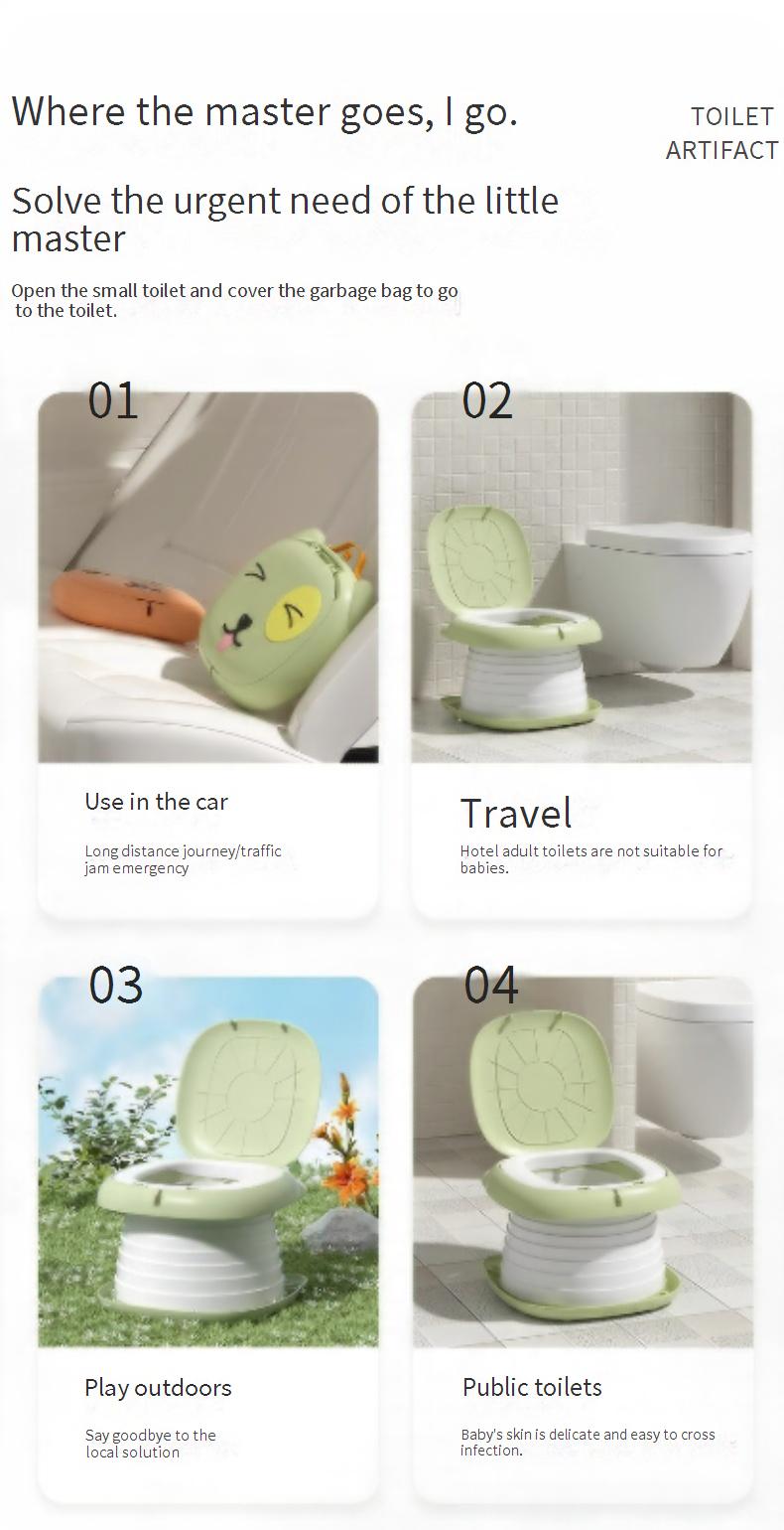 Children's Car-Mounted Folding Toilet Outdoor Camping Emergency Gadget Travel Portable Potty for Kids
