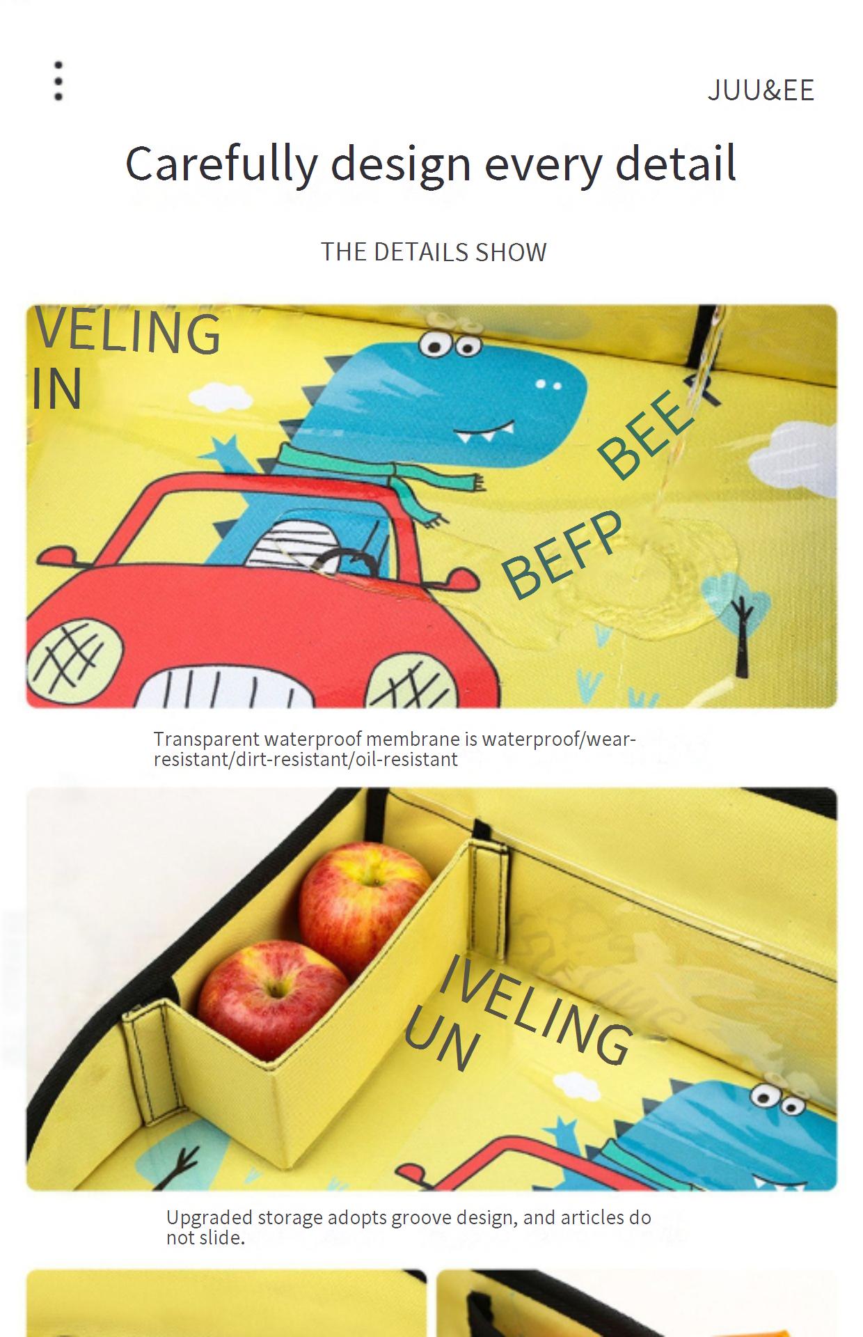 Children's soothing toy tray, car back seat baby entertainment tool, cartoon car folding table